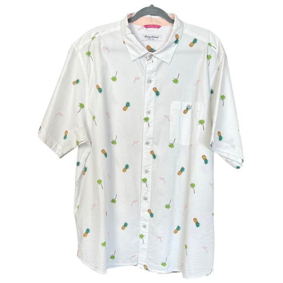 Tommy Bahama Flamingo Tango Camp Short Sleeves Shirt Size XXL Stretchy Fabric - Picture 1 of 15